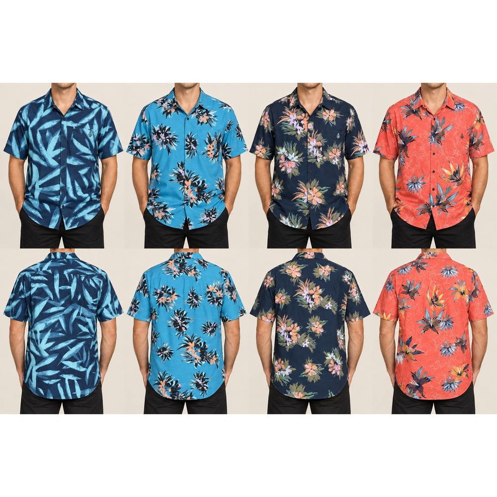 Volcom Button Down Shirts Mens XL Floral Tropical Short Sleeve Lot of 4